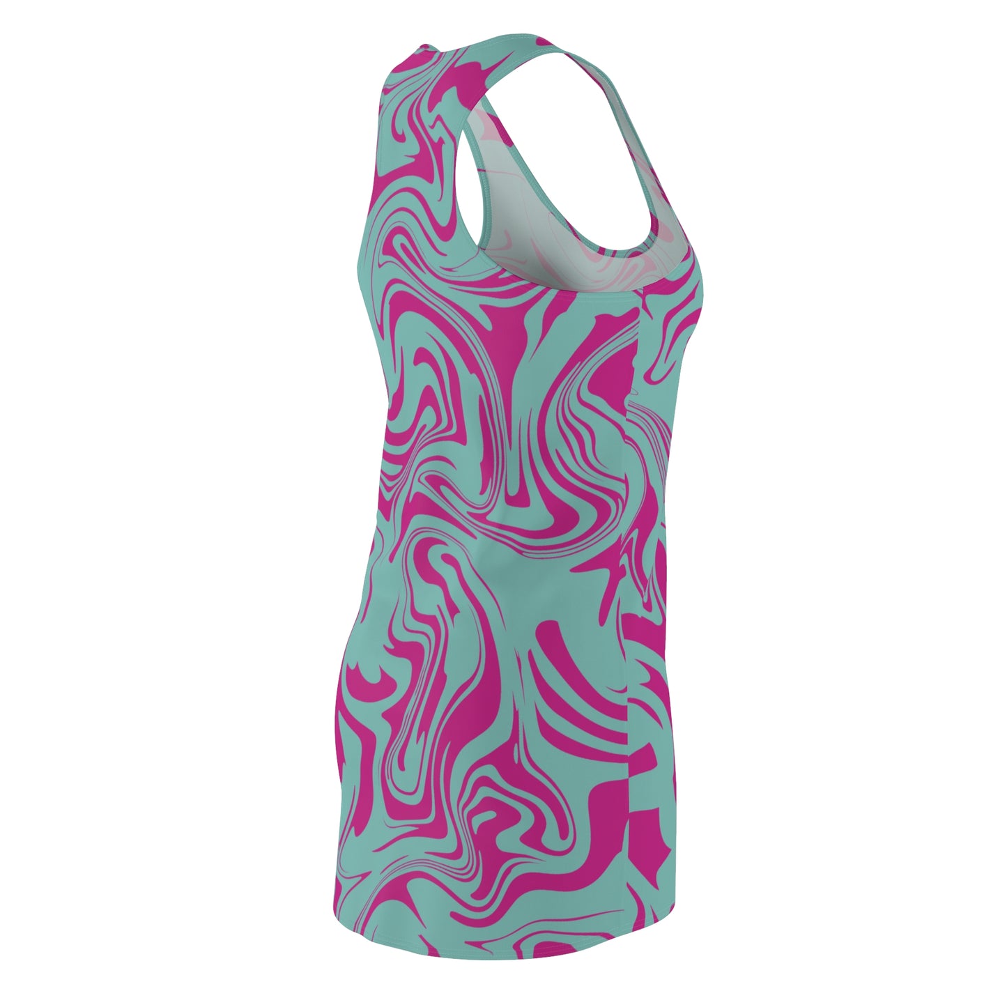Aqua Pink Marmor Racerback Kleid – Trendige Sommer Damenmode