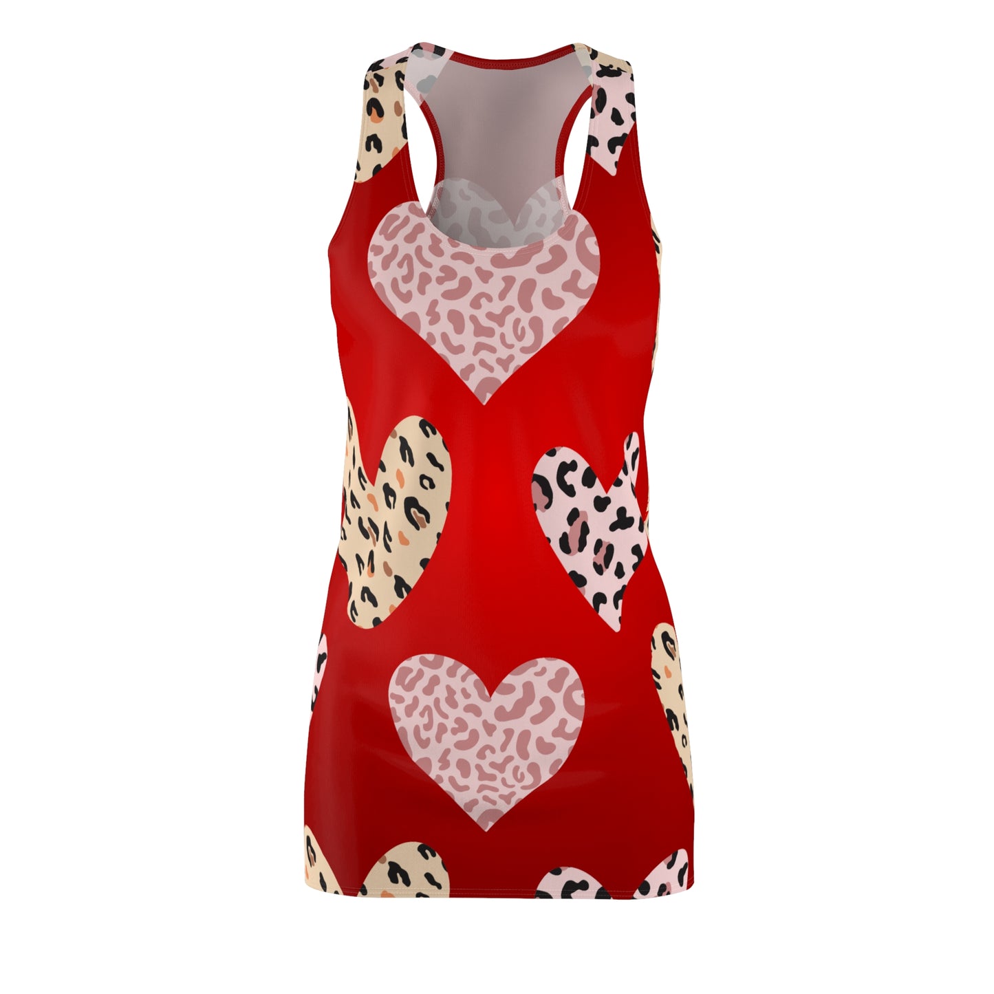 Damen Kleid Herzmuster Valentinstag Rot Racerback Sommer Romantisch
