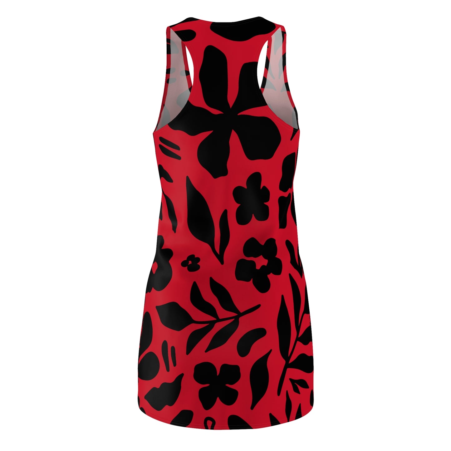 Schwarz Dunkelrot Floral Racerback Kleid – Sommer Damenmode