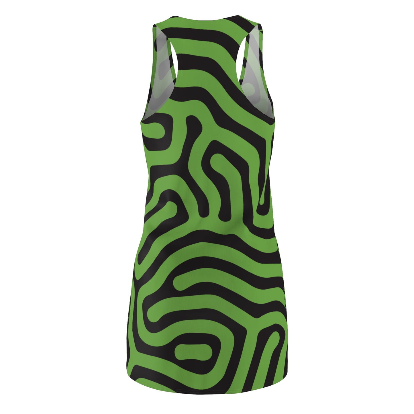 Abstrakt Racerback Kleid – Schwarz Grün Damenmode