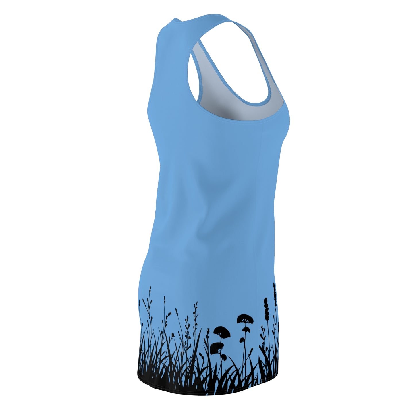 Hellblau Floral Silhouette Racerback Kleid – Elegantes Sommerkleid