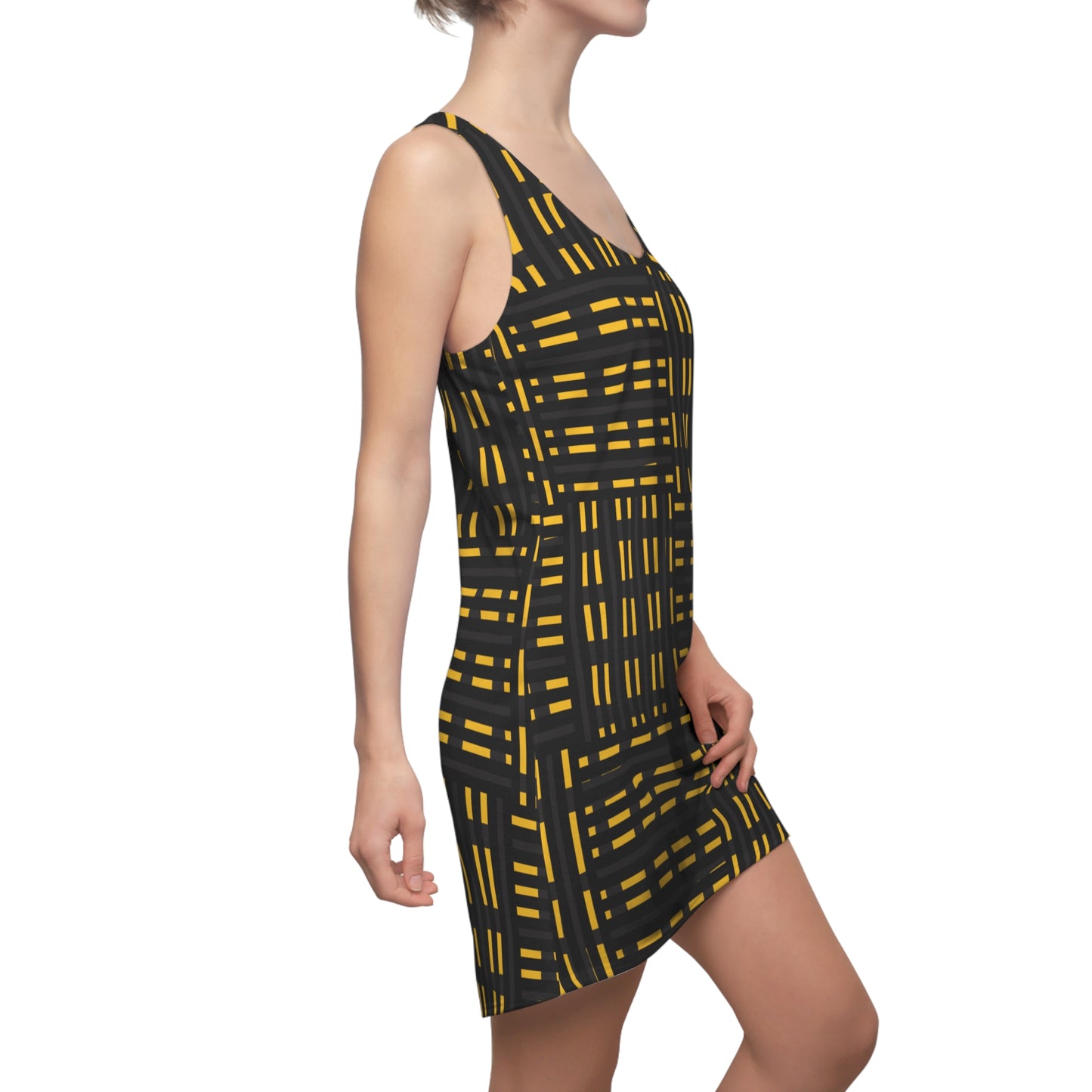 Schwarz Gelbes Racerback Kleid – Modernes Sommerkleid