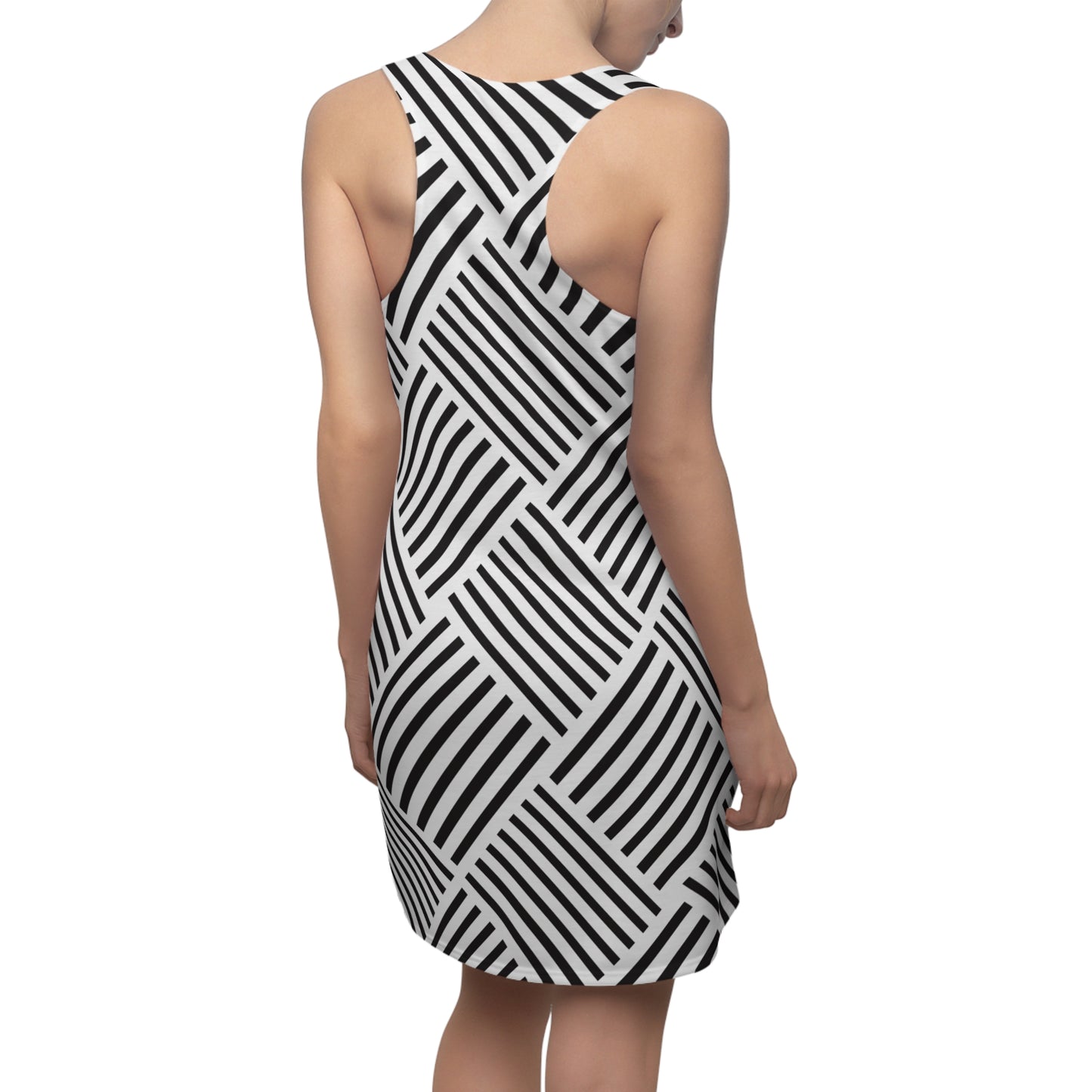 Streifen Racerback Kleid – Schwarz Weiß Damenmode
