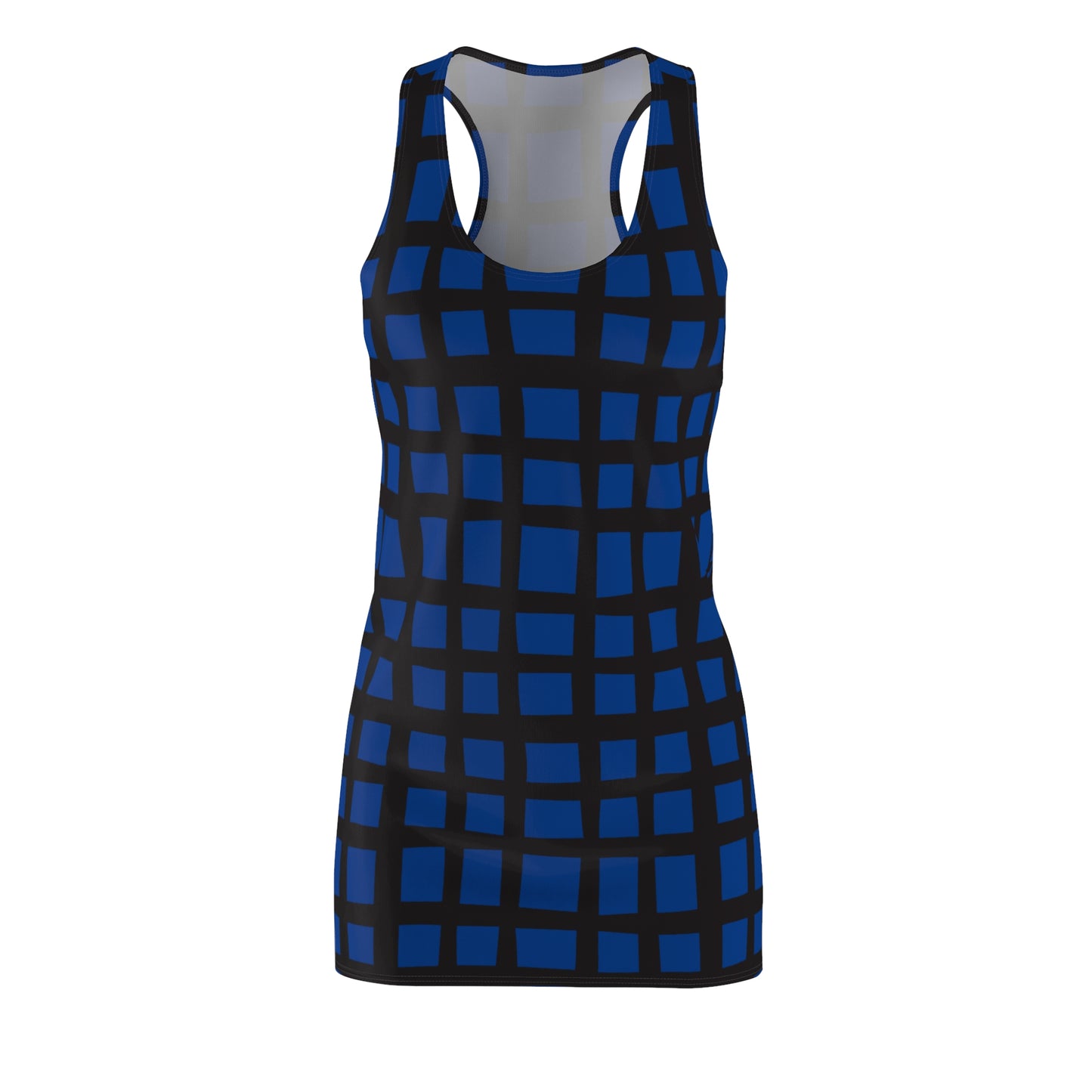 Blaues Grid Racerback Kleid – Moderner Sommerlook