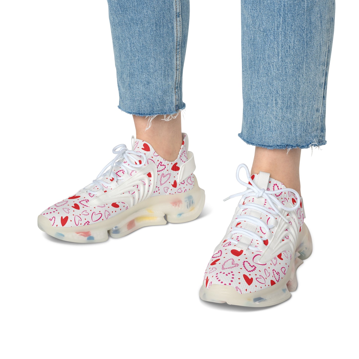 Damen Sneaker mit Herzmuster – Stylische Sportschuhe