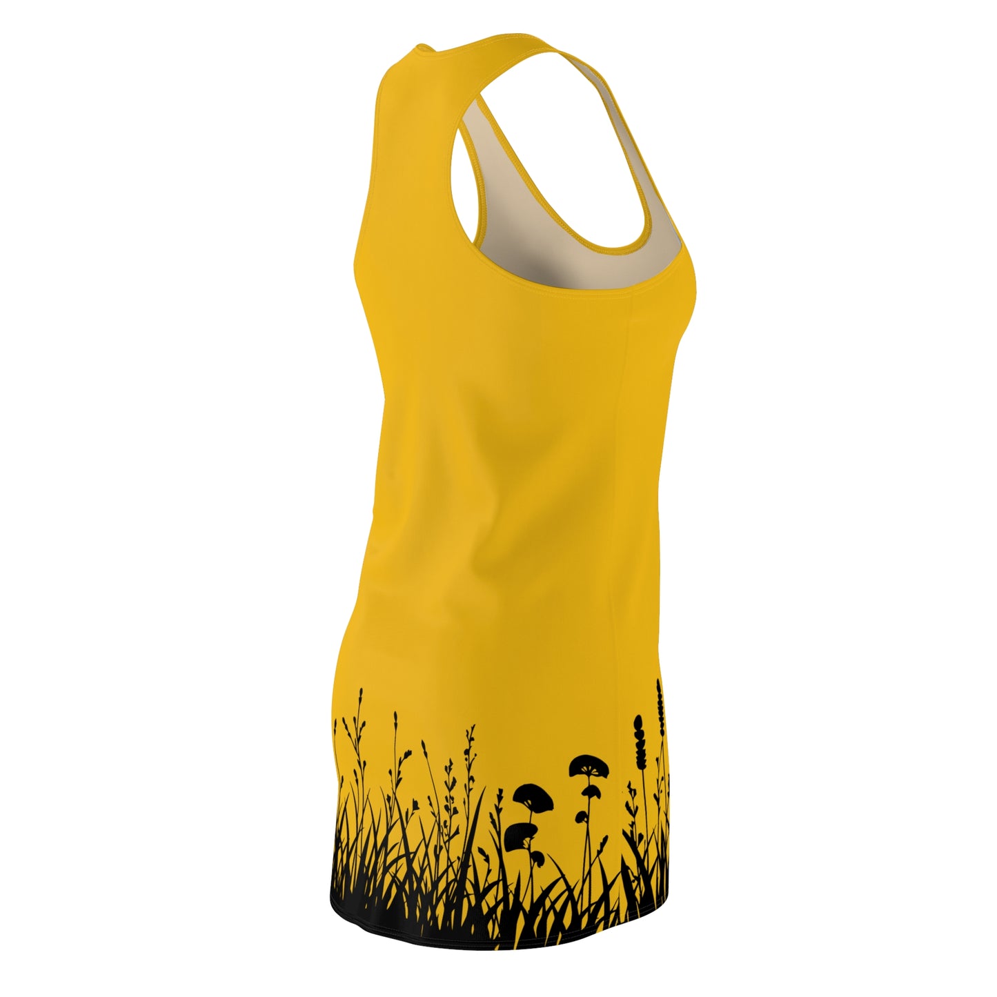 Gelb Floral Silhouette Racerback Kleid – Elegantes Sommerkleid