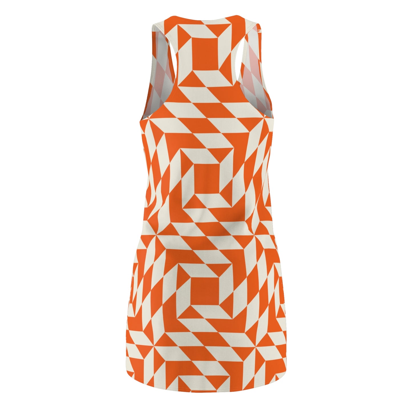 Racerback Kleid Damen – Oranges Sommerkleid mit geometrischem Muster