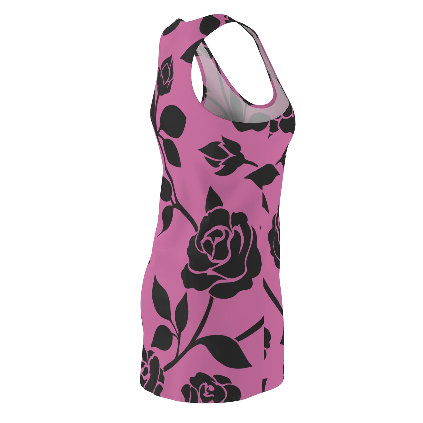 Rosen Racerback Kleid – Elegant Schwarz Rosa Design