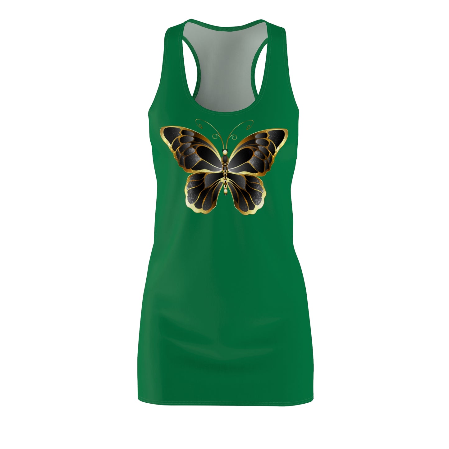 Dunkelgrün Schmetterling Racerback Kleid Sommerkleid