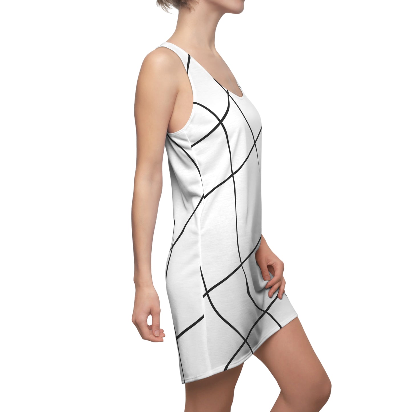 Abstrakt Linien Racerback Kleid – Modernes Sommerkleid