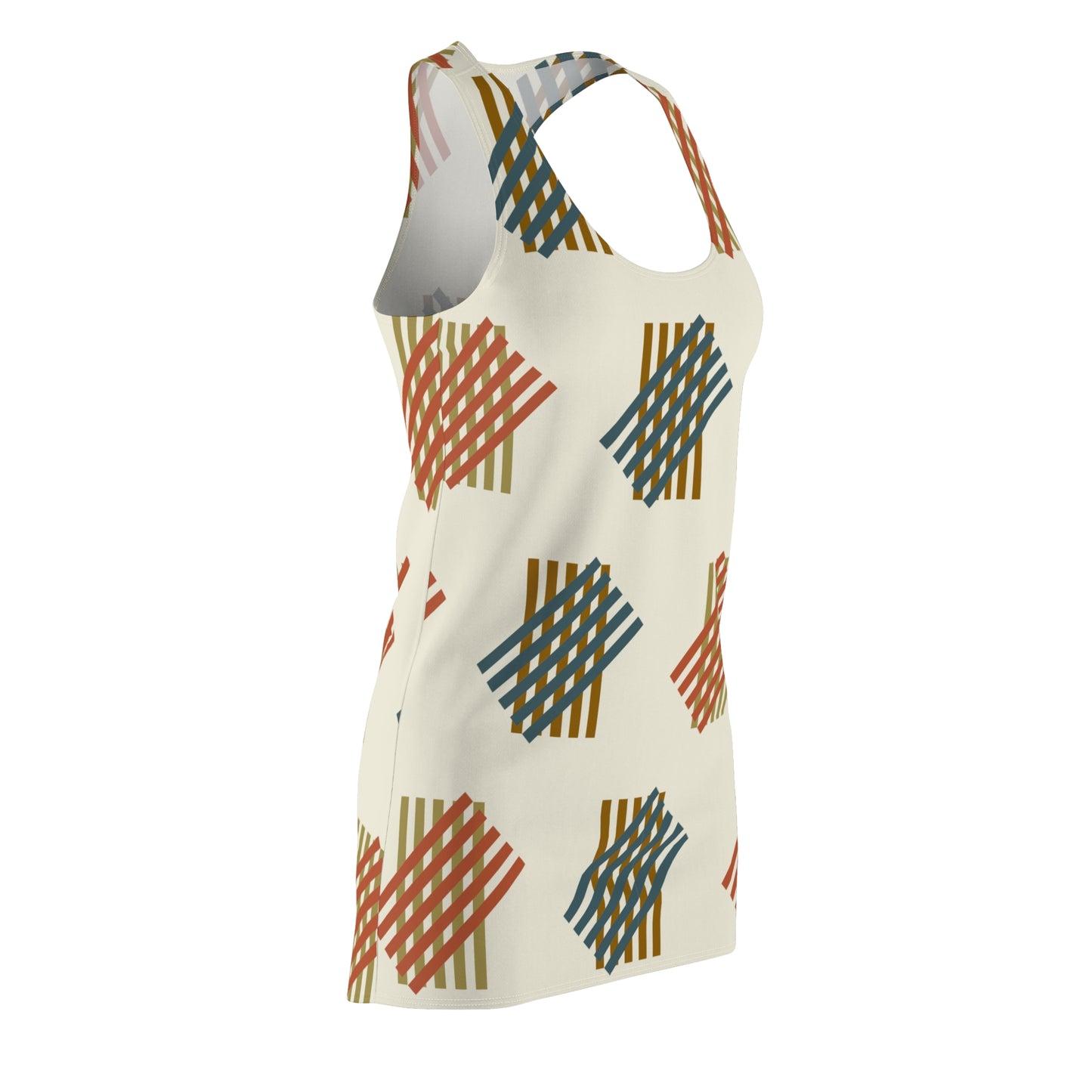 Retro Geometrie Racerback Kleid – Modernes Sommerkleid