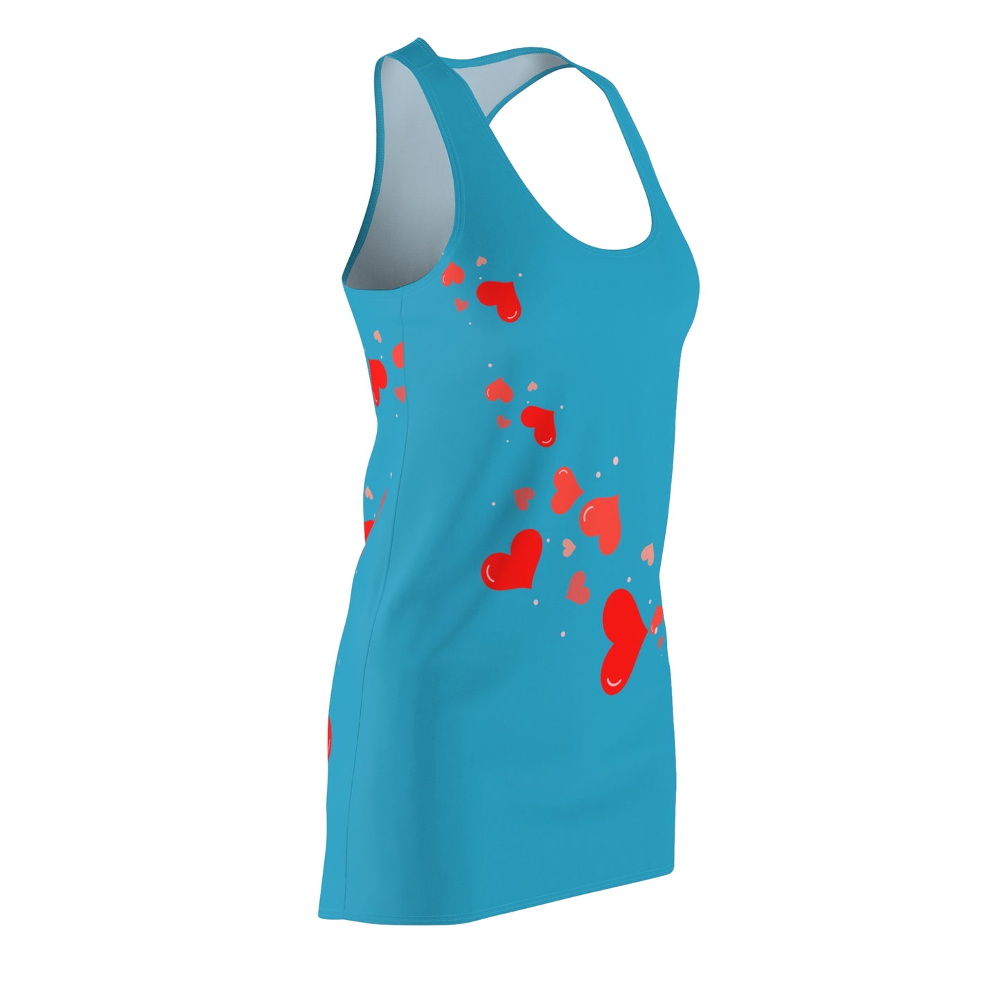 Türkis Herz Racerback Kleid – Elegantes Valentinstag Outfit