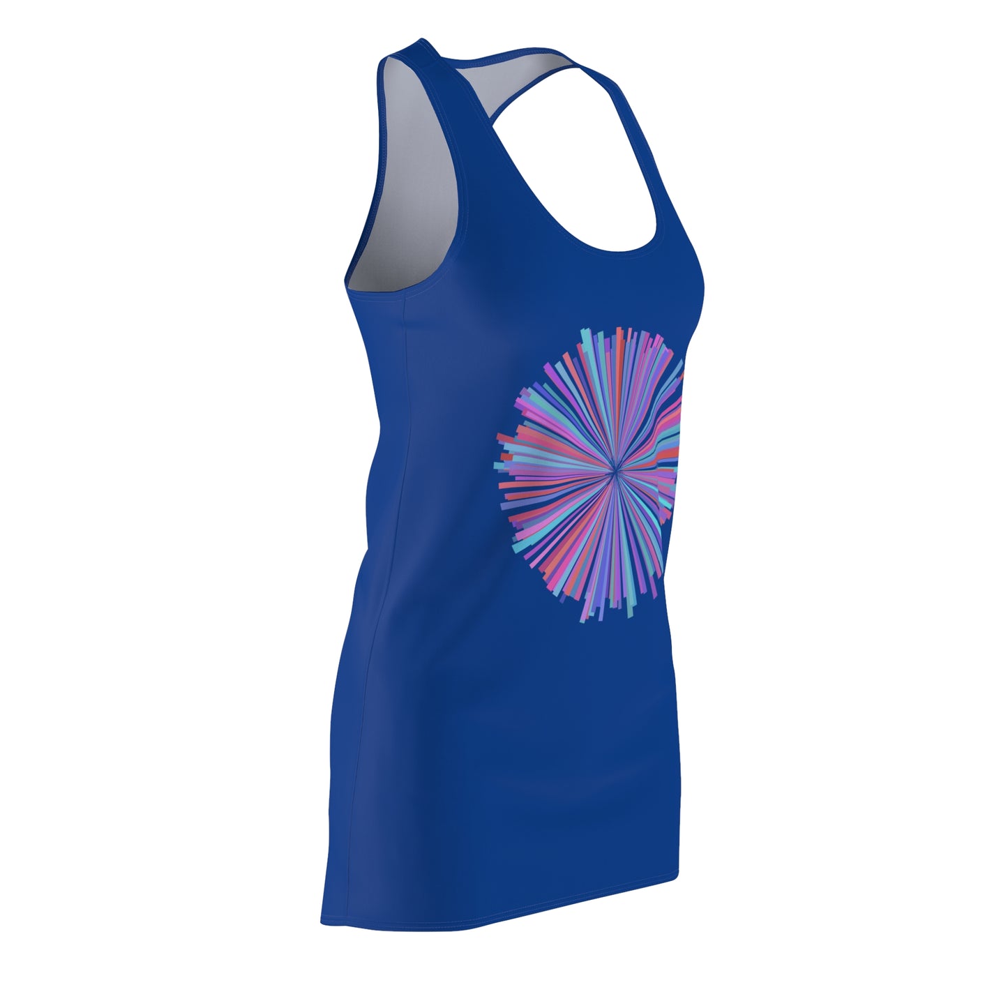 Racerback Kleid mit Aquarell-Muster – Blaues Sommerkleid, elegant & leicht