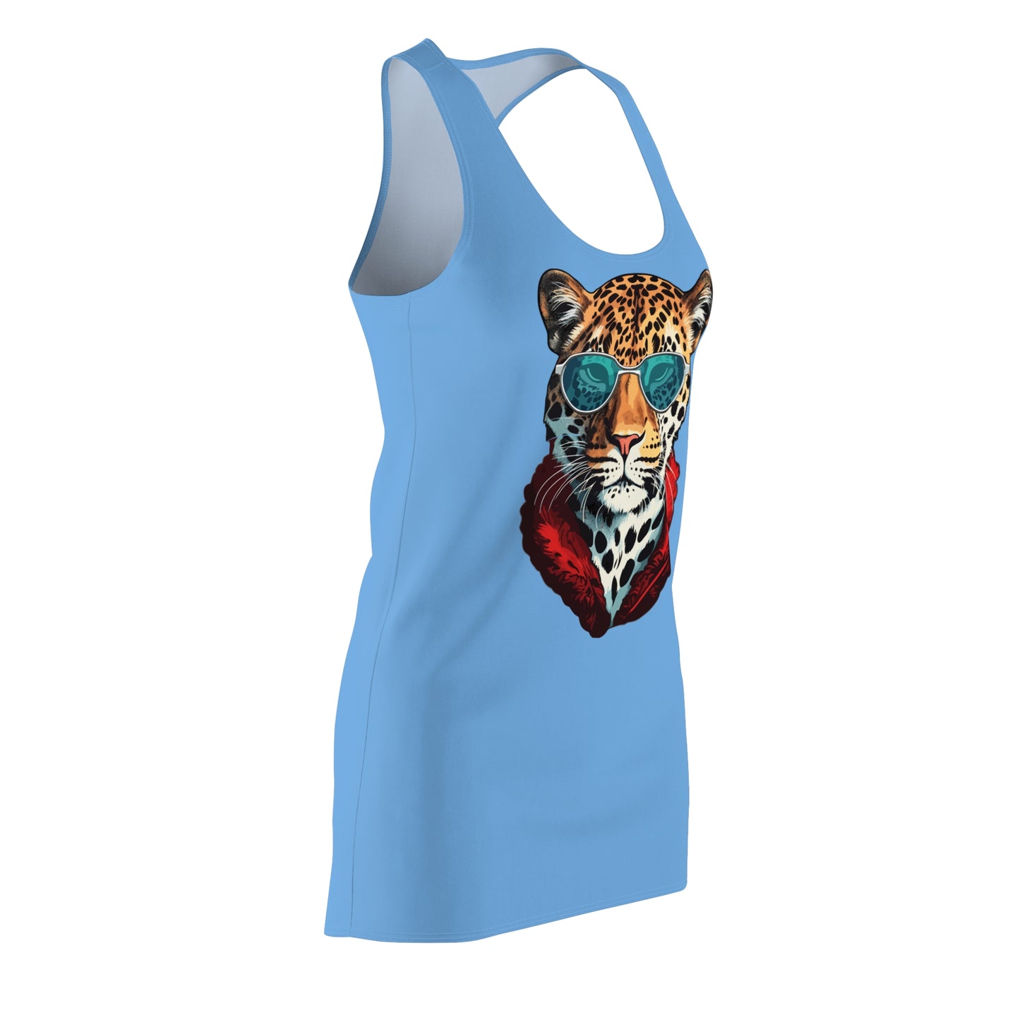 Hellblaues Leopard Sonnenbrille Racerback Kleid – Cooles Sommerkleid