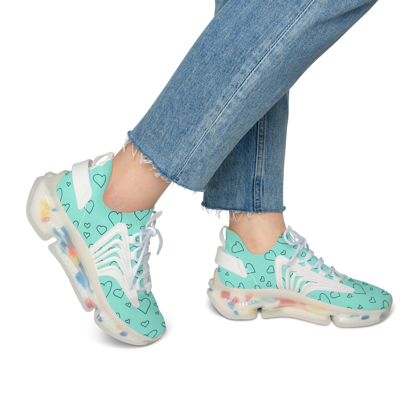 Damen Sneaker mit Herzmuster – Stylische Sportschuhe