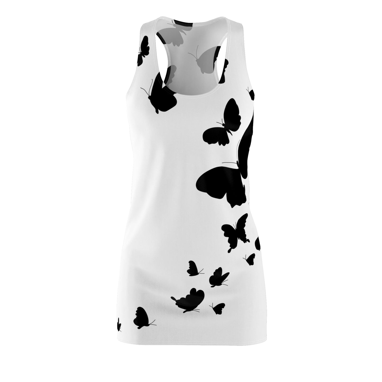 Racerback Kleid mit Schmetterlingsmuster – Weißes Sommerkleid Leicht Casual