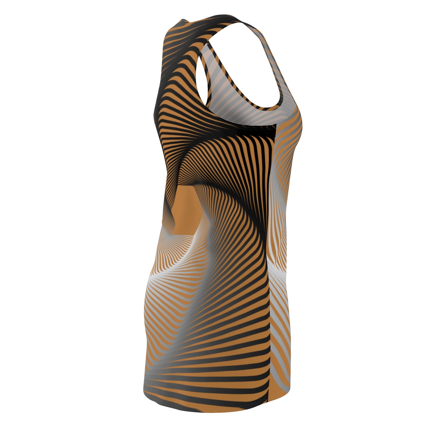 Schwarz Braun Spirale Racerback Kleid – Stilvolles Sommerkleid