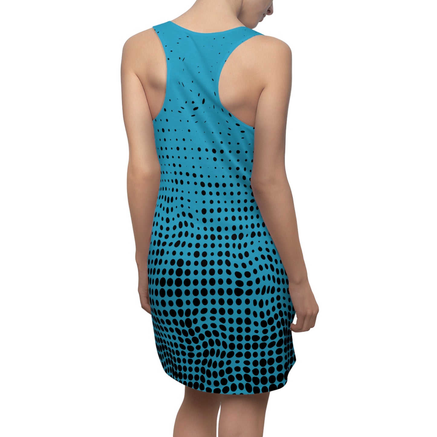 Punkte Gradient Racerback Kleid – Schwarz Türkis Sommerkleid