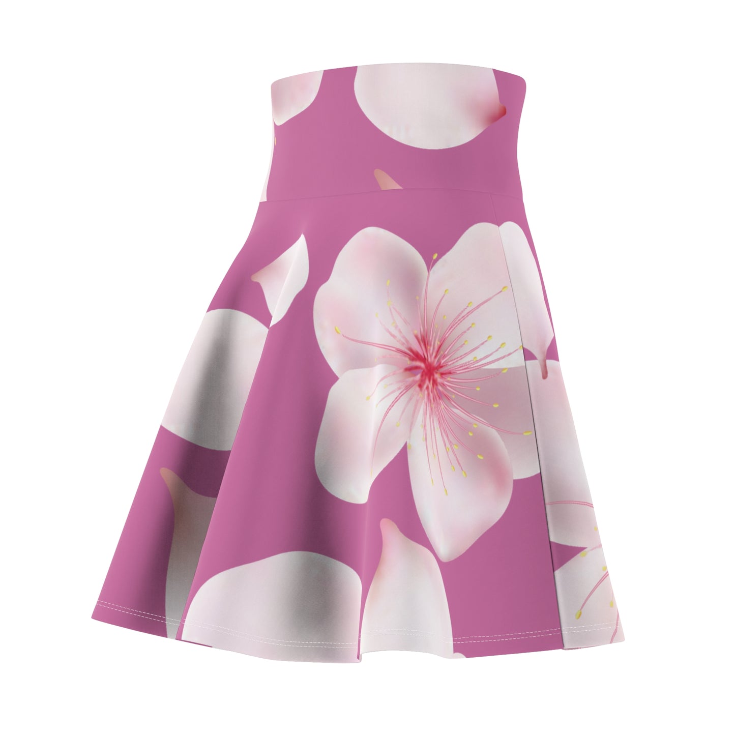 Rosaner Damen Rock Blütenmuster Skater Elegant Sommer Casual