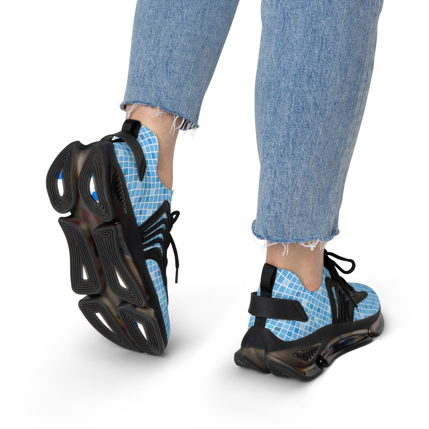 Blaue Damen Sneaker – Trendige Sportschuhe mit modernem Karomuster