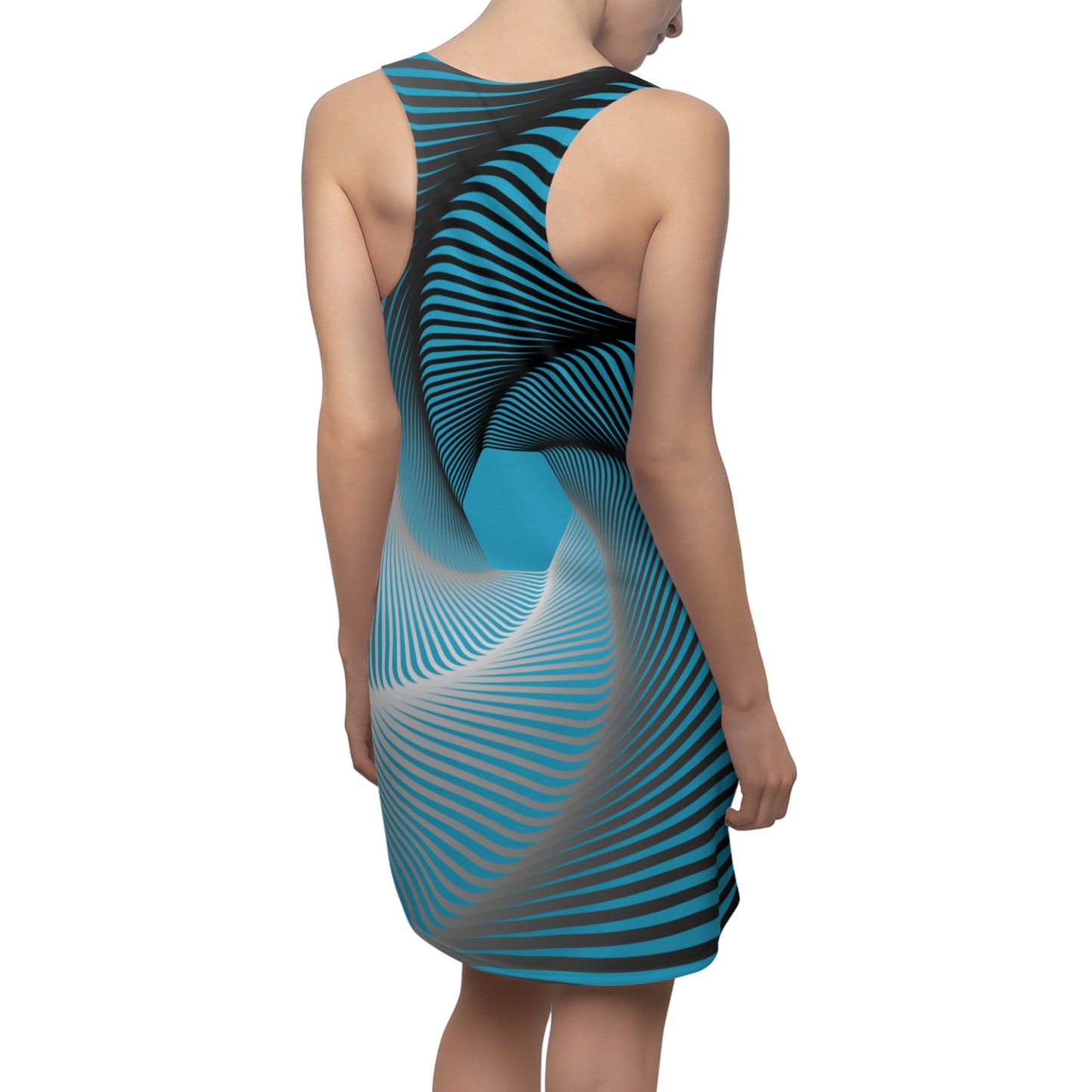 Schwarz Weiß Spirale Racerback Kleid – Stilvolles Sommerkleid Grün