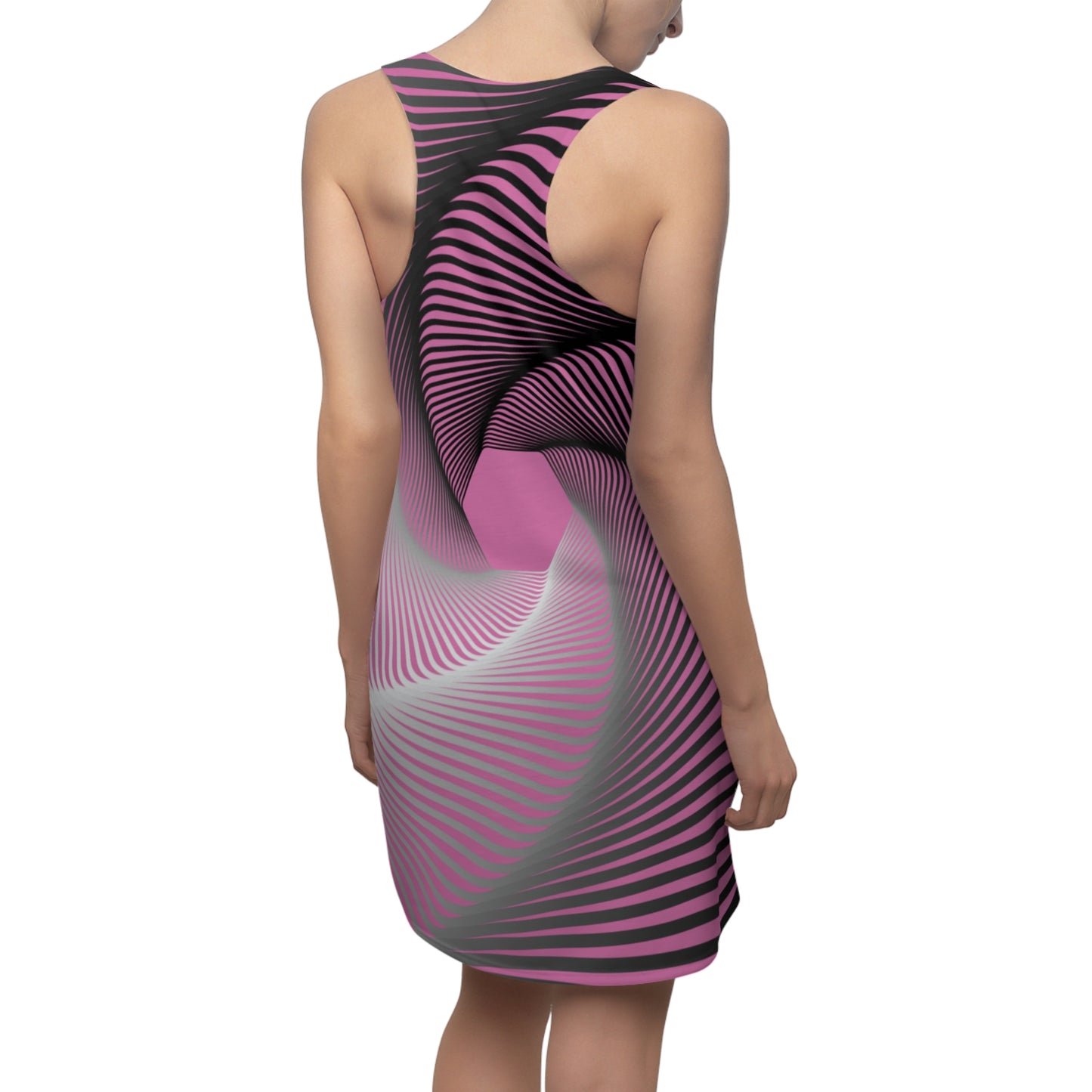 Schwarz Weiß Spirale Racerback Kleid – Stilvolles Sommerkleid Rosa