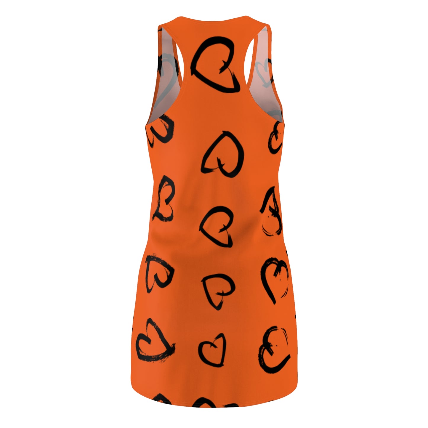 Racerback Kleid mit handgezeichnetem Herzmuster – Lässiges Sommerkleid