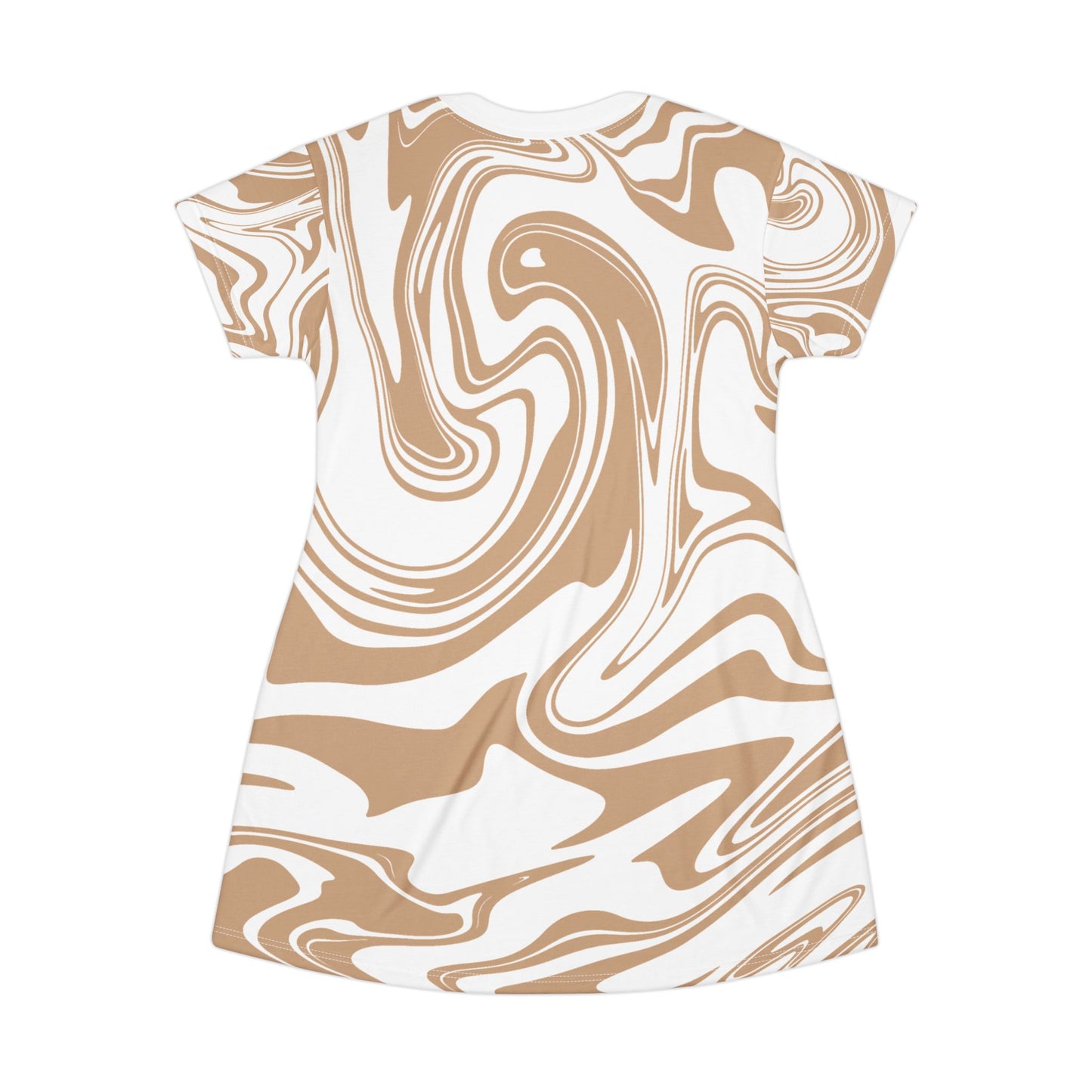 Damen Kleid Marmor Print T Shirt Sommer Casual Elegant