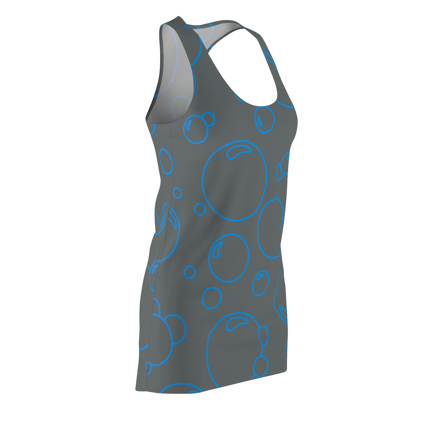 Bubble Print Racerback Kleid – Grau Blau Sommerkleid