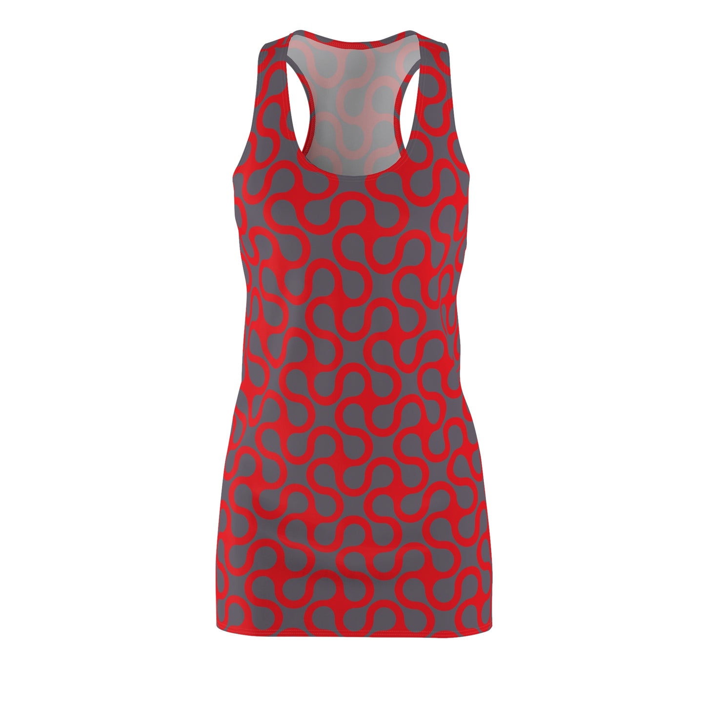Rotes Damen Kleid Abstrakt Grau Racerback Sommer Casual