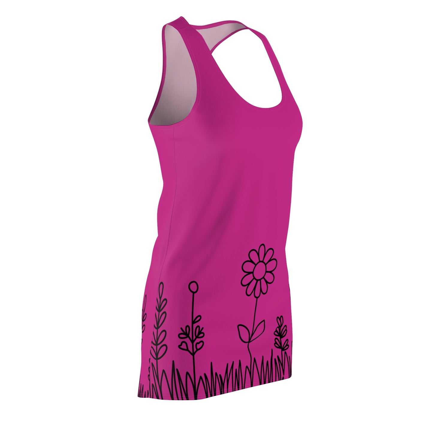 Pink Blumen Racerback Kleid – Bequemes Sommerkleid