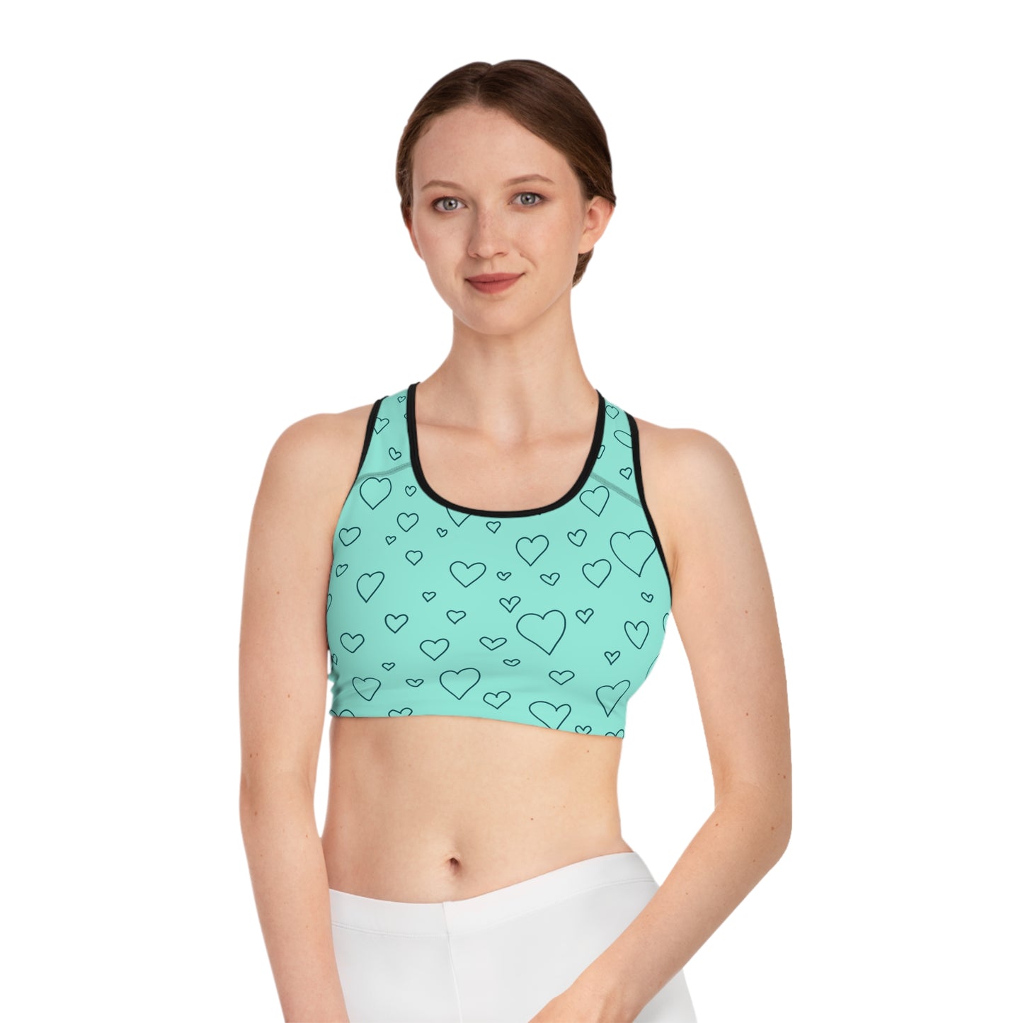 Damen Sport BH Herzmuster Atmungsaktiv Yoga Fitness Workout Top