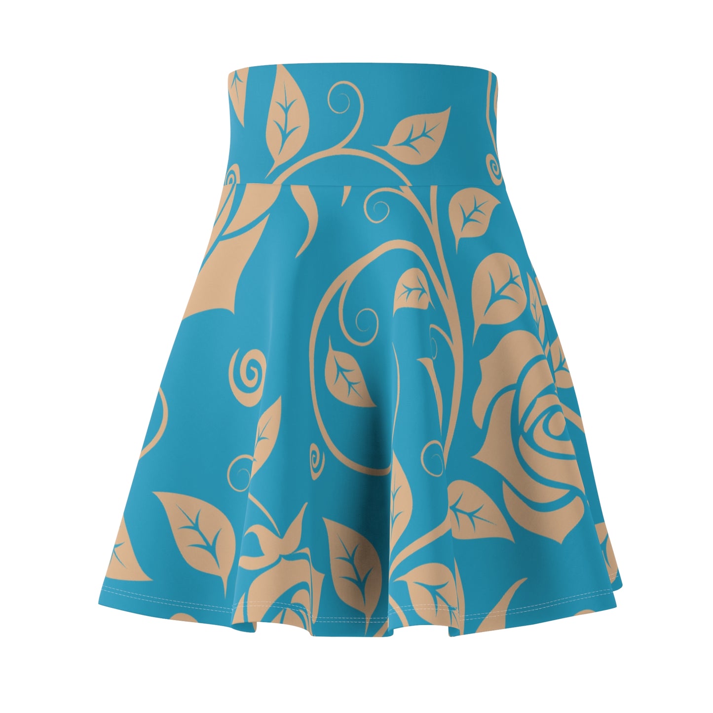 Türkiser Damen Rock Floral Skater Elegant Frühling Sommer Casual