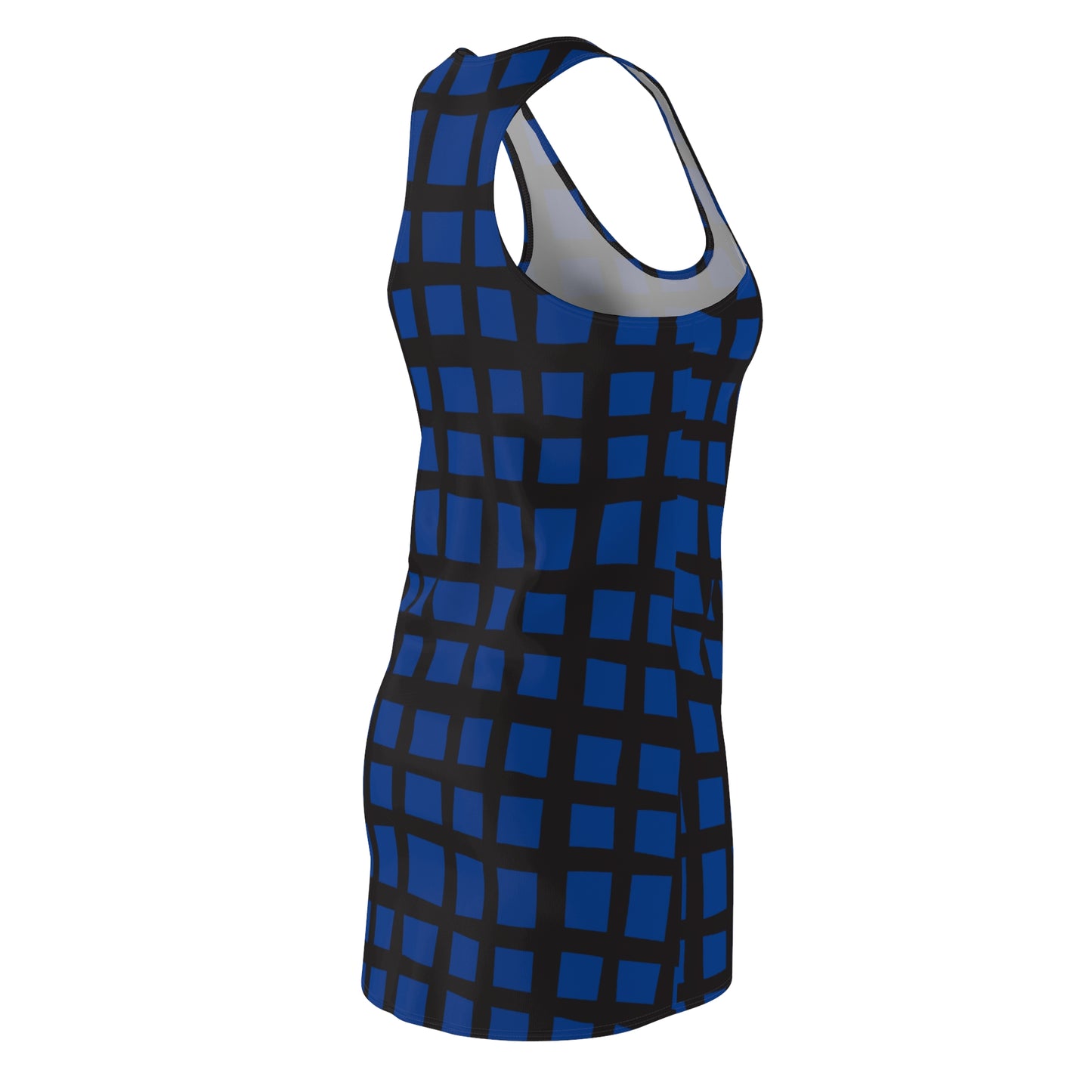Blaues Grid Racerback Kleid – Moderner Sommerlook