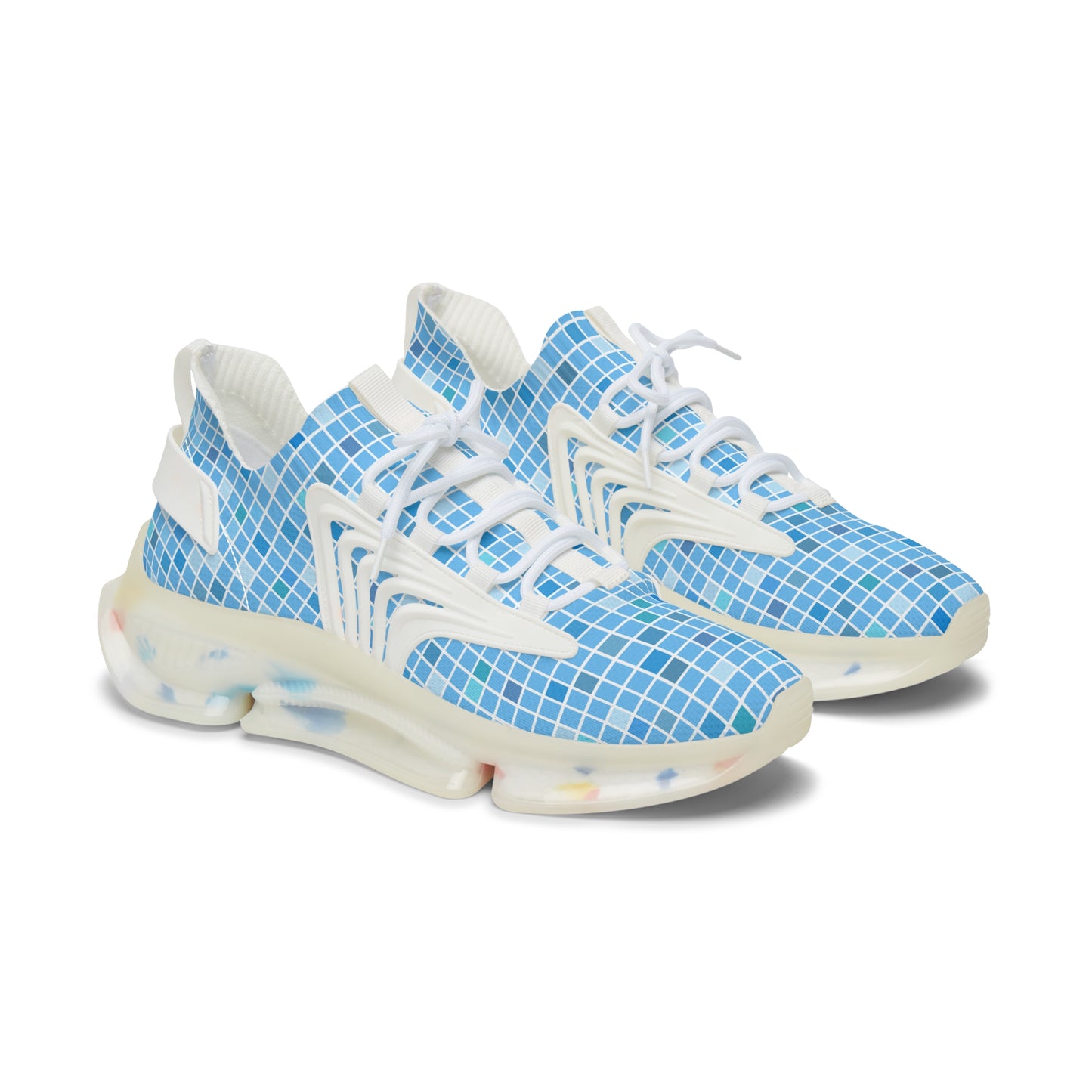 Blaue Damen Sneaker – Trendige Sportschuhe mit modernem Karomuster