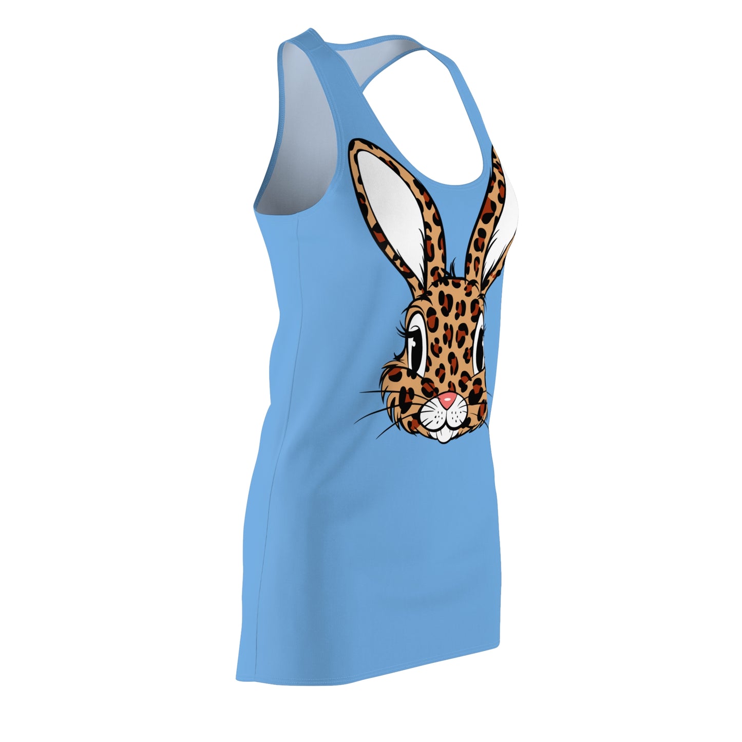 Leoparden Hase Racerback Kleid – Tierisch Hellblau