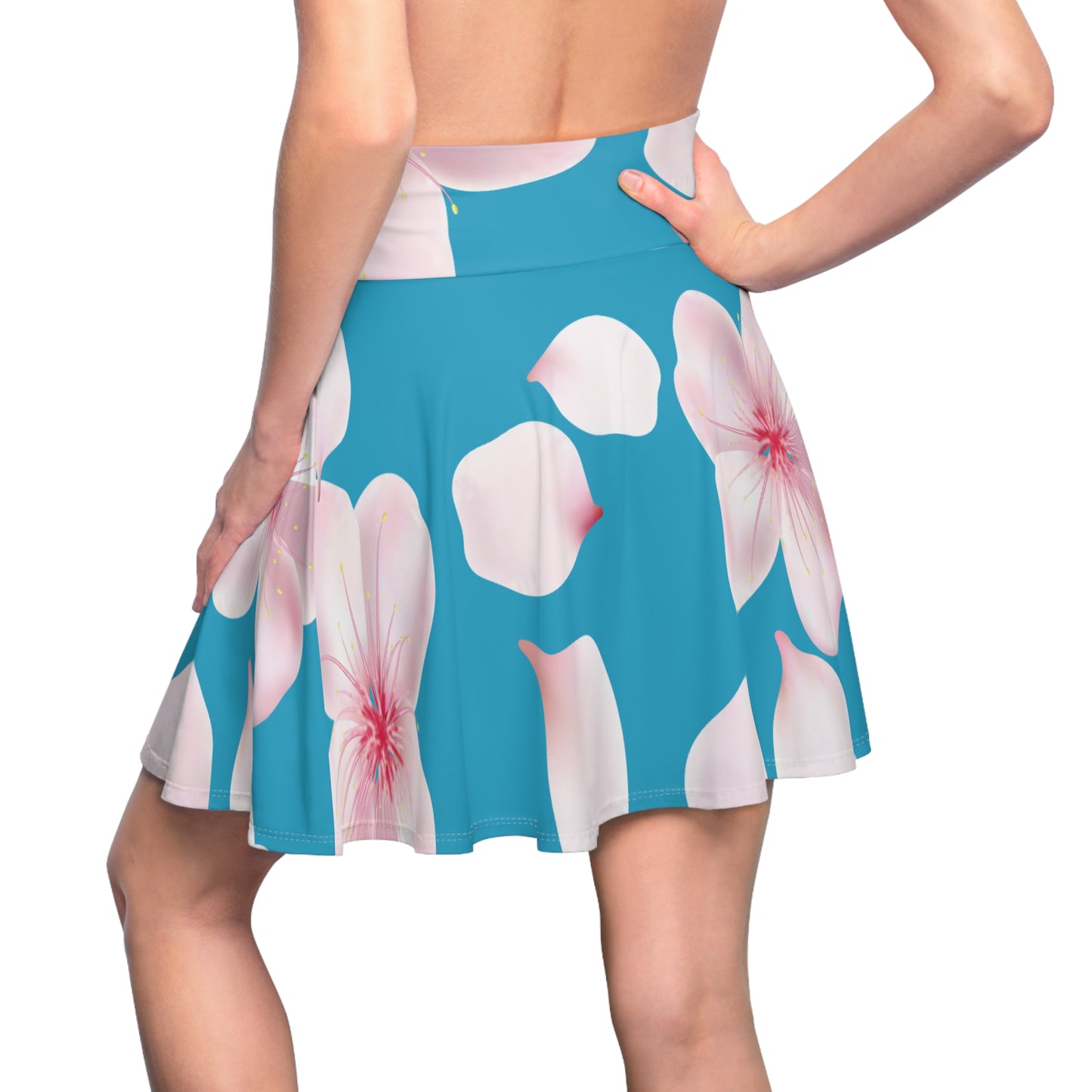 Türkiser Damen Rock Blütenmuster Skater Elegant Sommer Casual