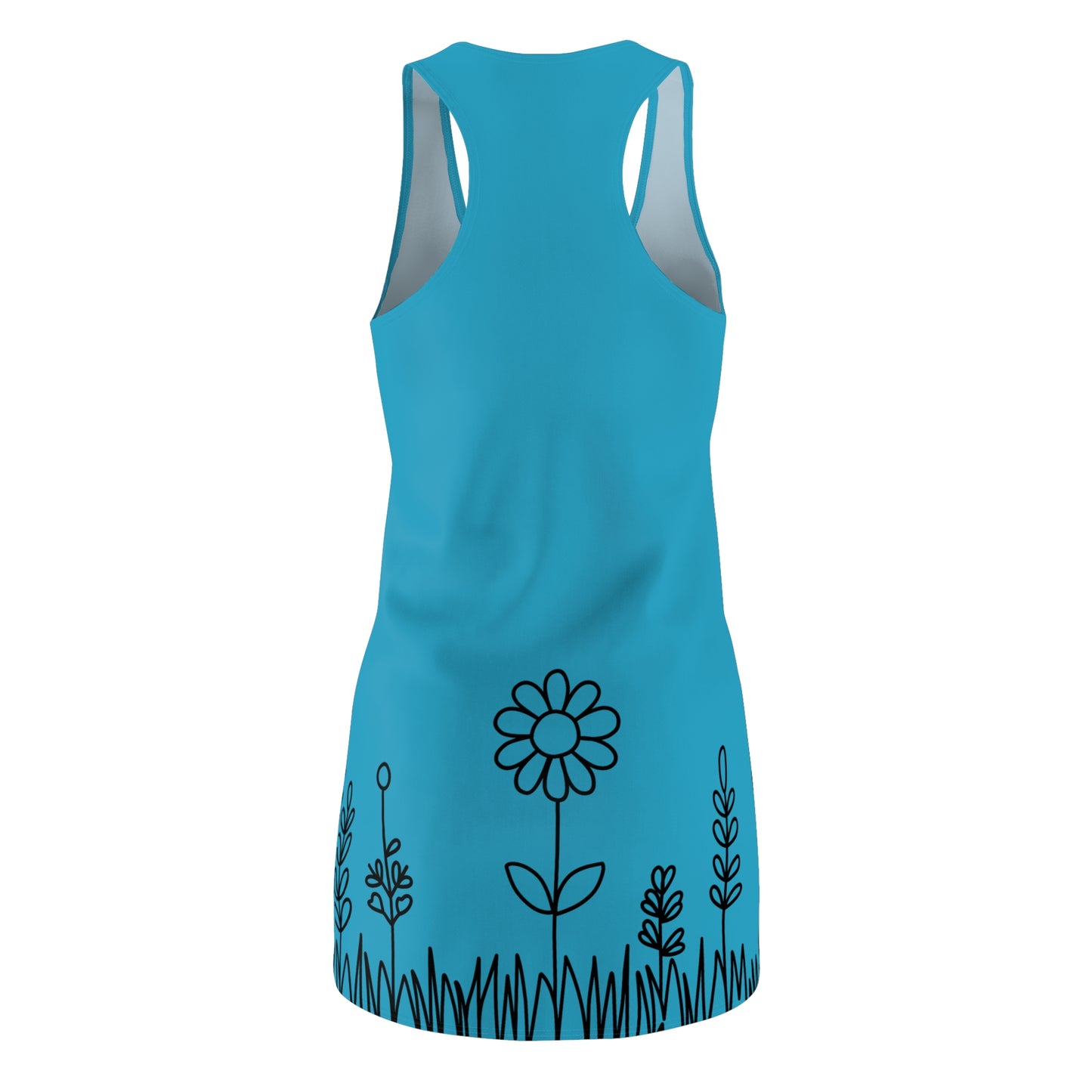 Türkis Blumen Racerback Kleid – Bequemes Sommerkleid