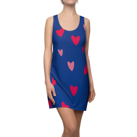 Pink Herz Racerback Kleid – Süßes Sommerkleid blau