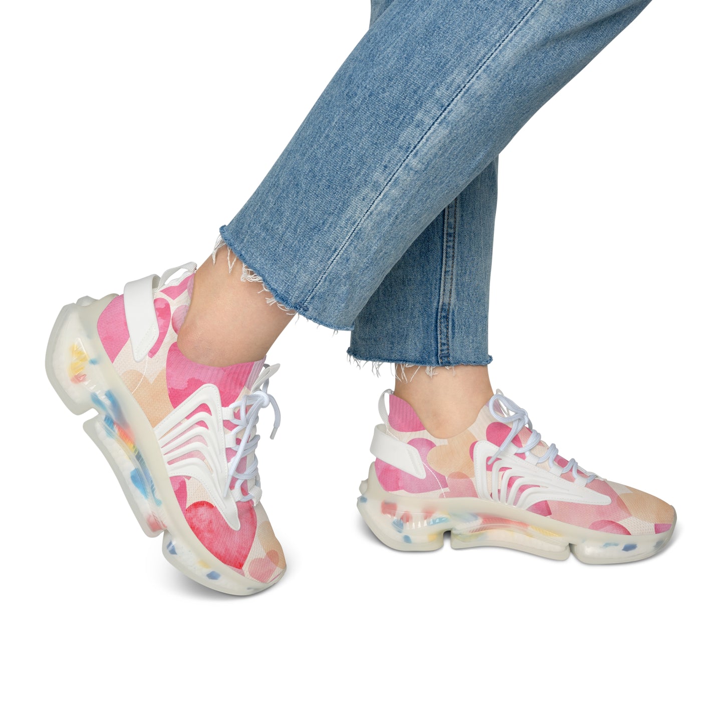 Damen Sneaker mit Herzmuster – Stylische Sportschuhe