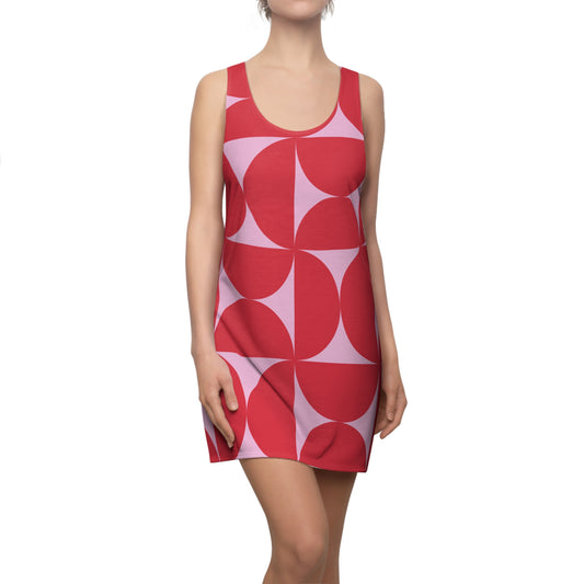 Rot Pink Geometrie Racerback Kleid – Modernes Sommerkleid