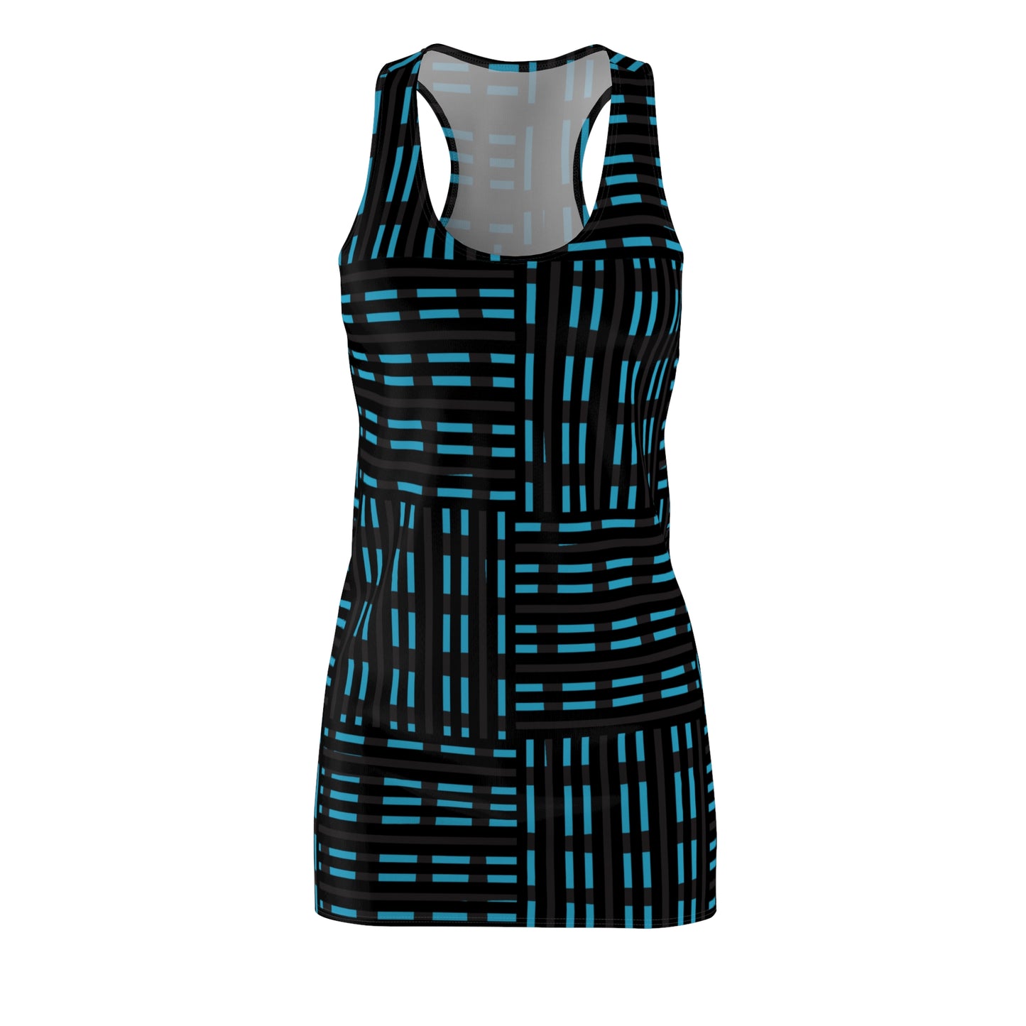 Schwarz Türkis Racerback Kleid – Modernes Sommerkleid