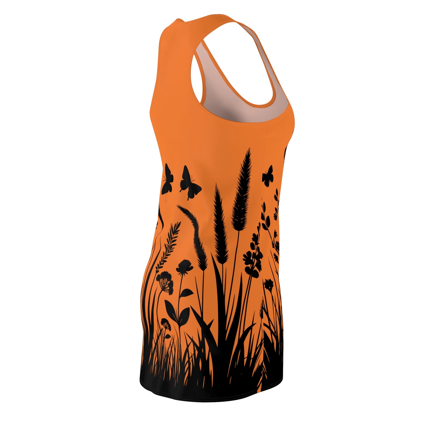 Crusta Naturmuster Racerback Kleid – Schmetterling & Blumen Design