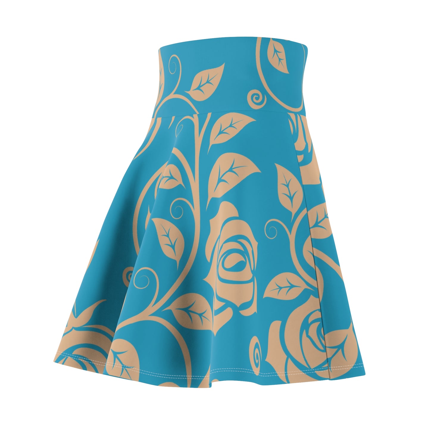 Türkiser Damen Rock Floral Skater Elegant Frühling Sommer Casual
