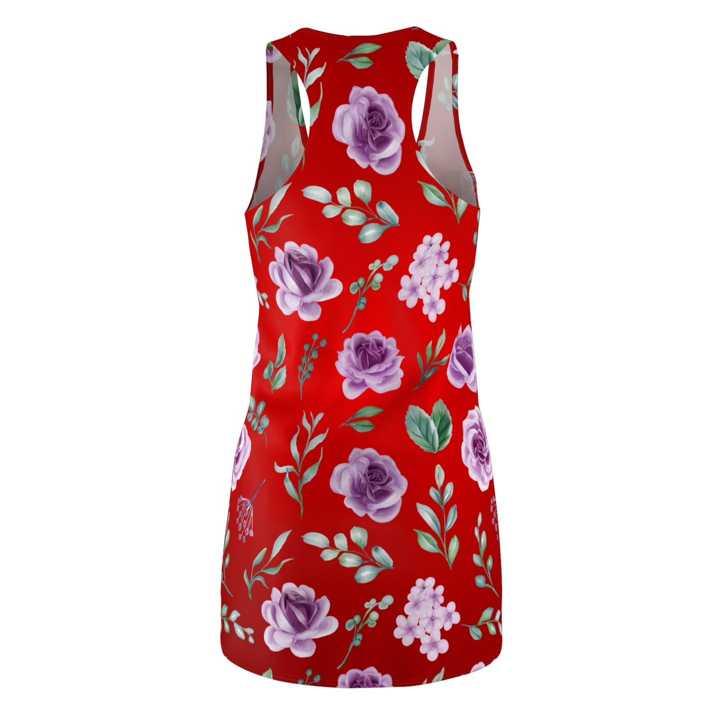 Rotes Blumenkleid Damen Racerback – Sommerkleid, Freizeitkleid, Strandkleid, Urlaubskleid, ärmellos, Casual Dress, florales Muster, Mode