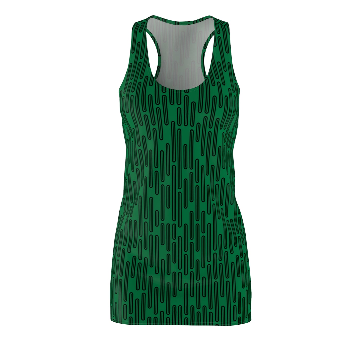 Vertikal Muster Racerback Kleid – Schwarz Grün Damenmode