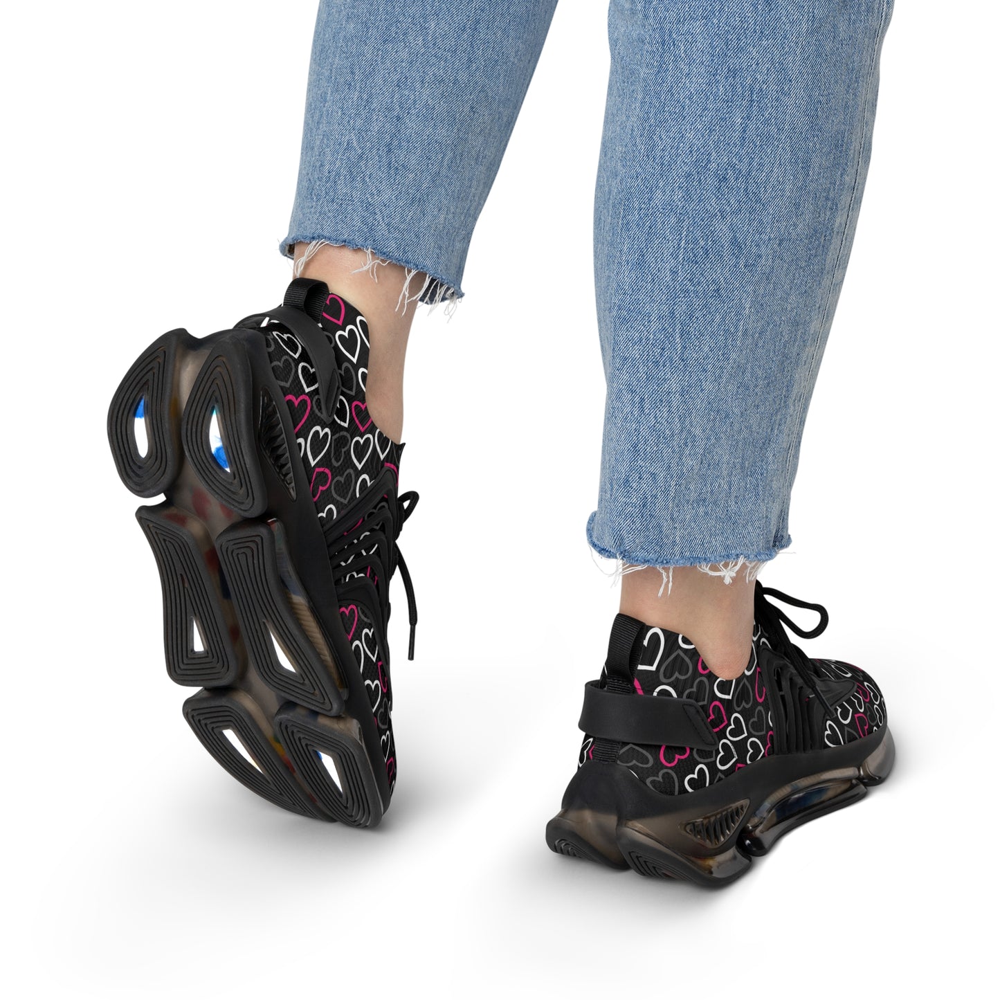 Damen Sneaker mit Herzmuster – Stylische Sportschuhe