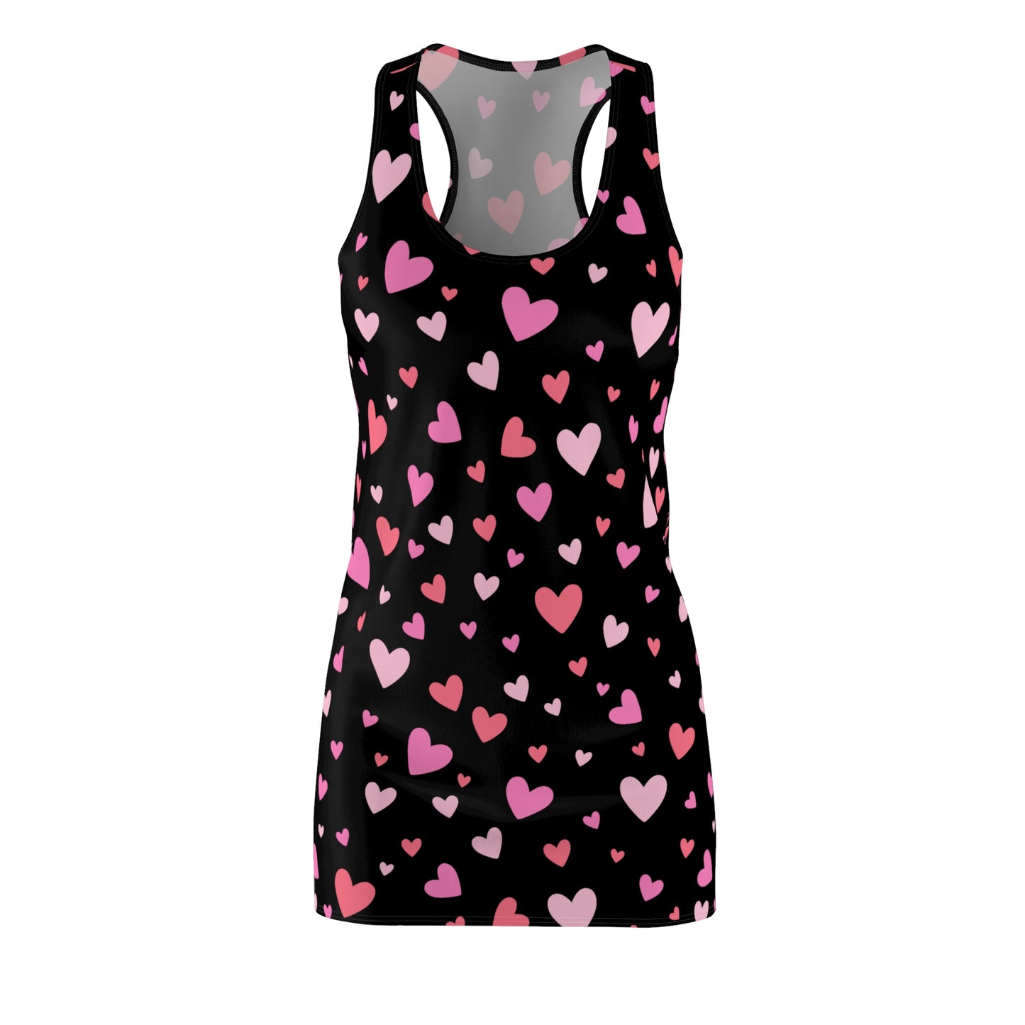 Pink Herz Racerback Kleid – Verspieltes Sommerkleid in Schwarz
