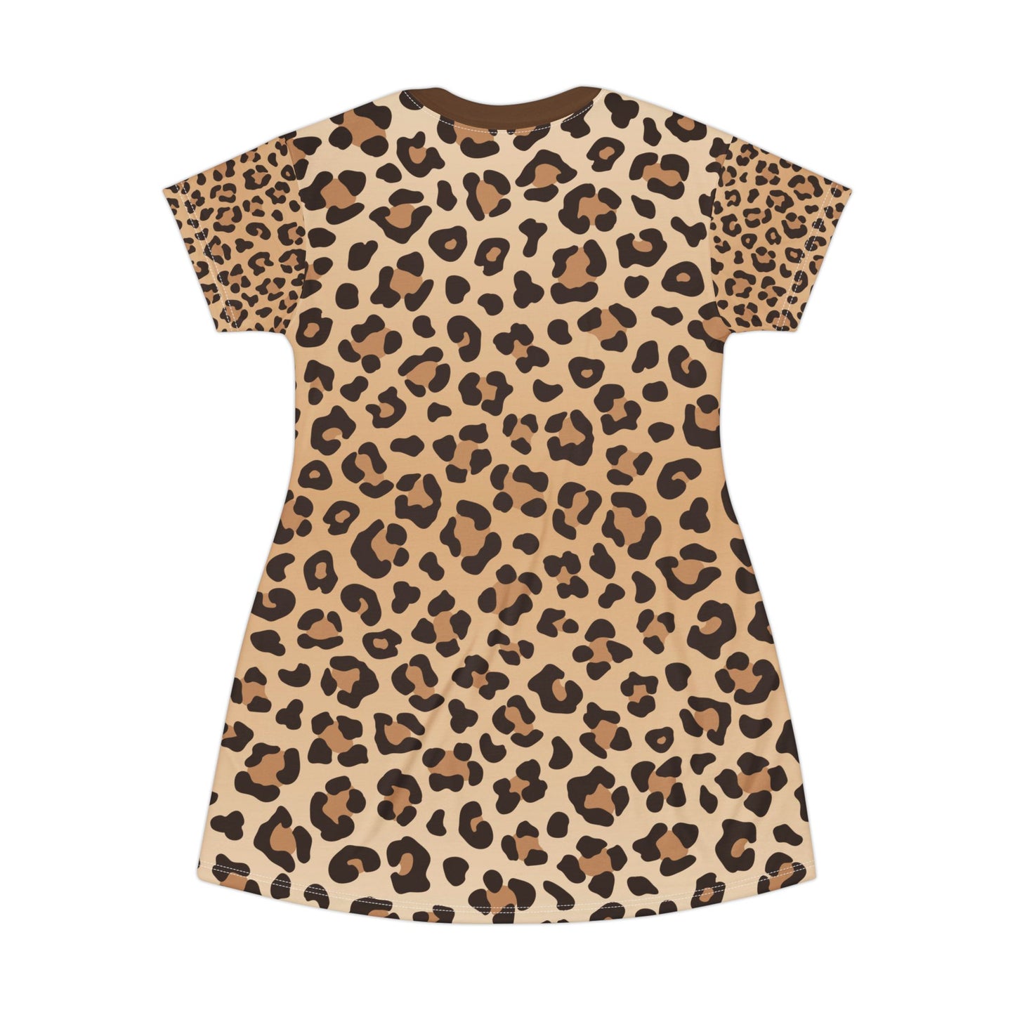 Braunes Damen Kleid Leoparden Print T Shirt Sommer Casual Animal