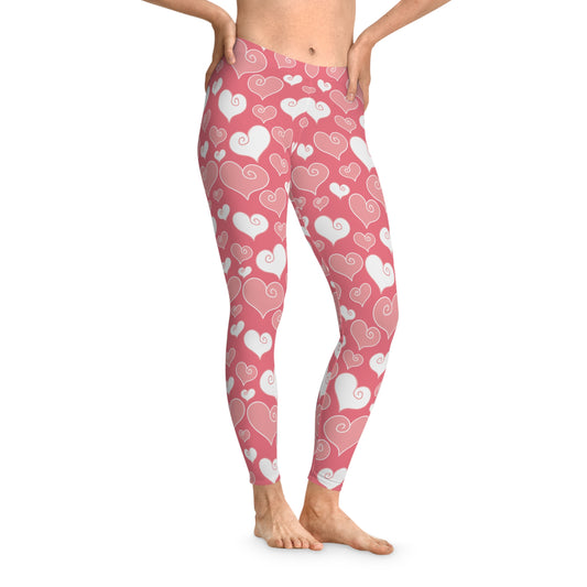 Damen Leggings Herz Muster Stretch Fitness Casual